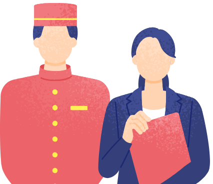 ホテルマンと事務スタッフのイラスト